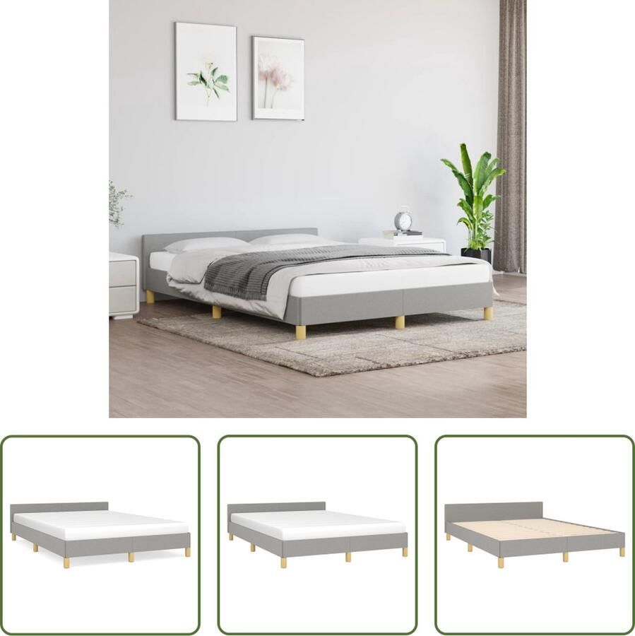 The Living Store Bedframe met hoofdeinde stof lichtgrijs 140x200 cm Bedframe Met Hoofdeinde Bedframes Met Hoofdeindes Bed Slaapmeubel Ledikant Bedbodem Tweepersoonsbed Bedden Slaapmeubels Slaapmeubelen Slaapmeubilair
