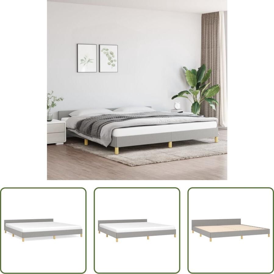 The Living Store Bedframe met hoofdeinde stof lichtgrijs 200x200 cm Bedframe Met Hoofdeinde Bedframes Met Hoofdeindes Bed Slaapmeubel Ledikant Bedbodem Tweepersoonsbed Bedden Slaapmeubels Slaapmeubelen Slaapmeubilair - Foto 2