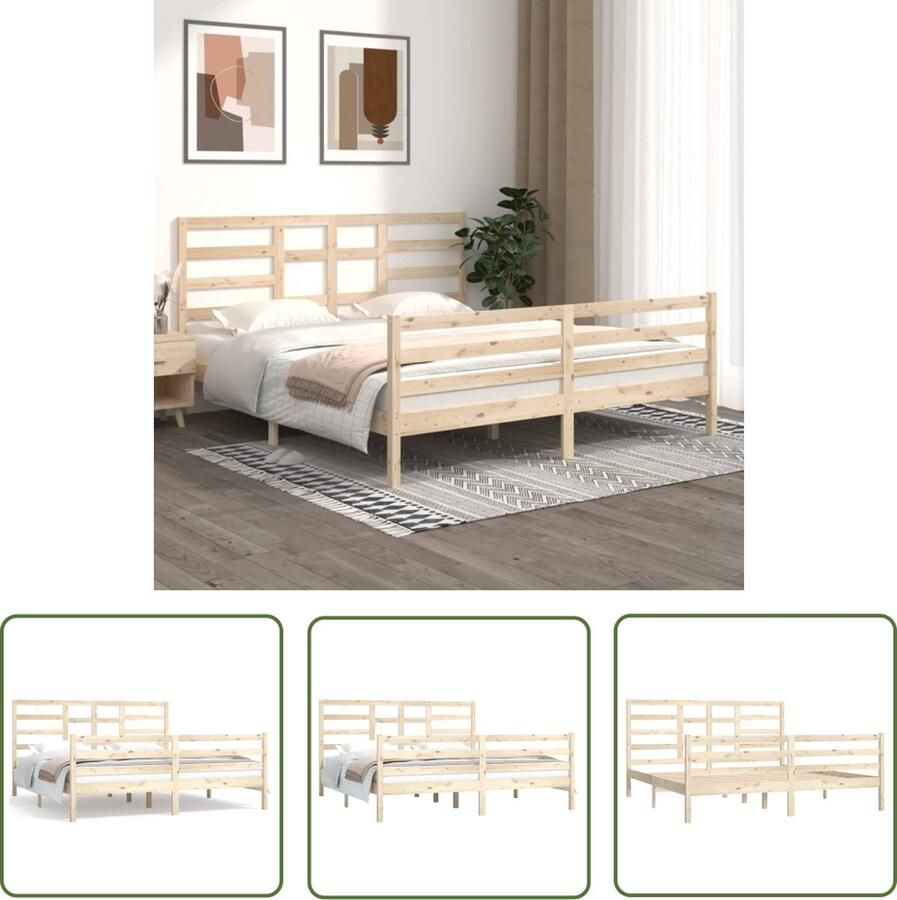 The Living Store Bedframe massief hout 180x200 cm 6FT Super King Bedframe Bedframes Bed Bedbodem Ledikant Bed Frame Massief Houten Bedframe Slaapmeubel Tweepersoonsbed Bedden Bedbodems - Foto 2