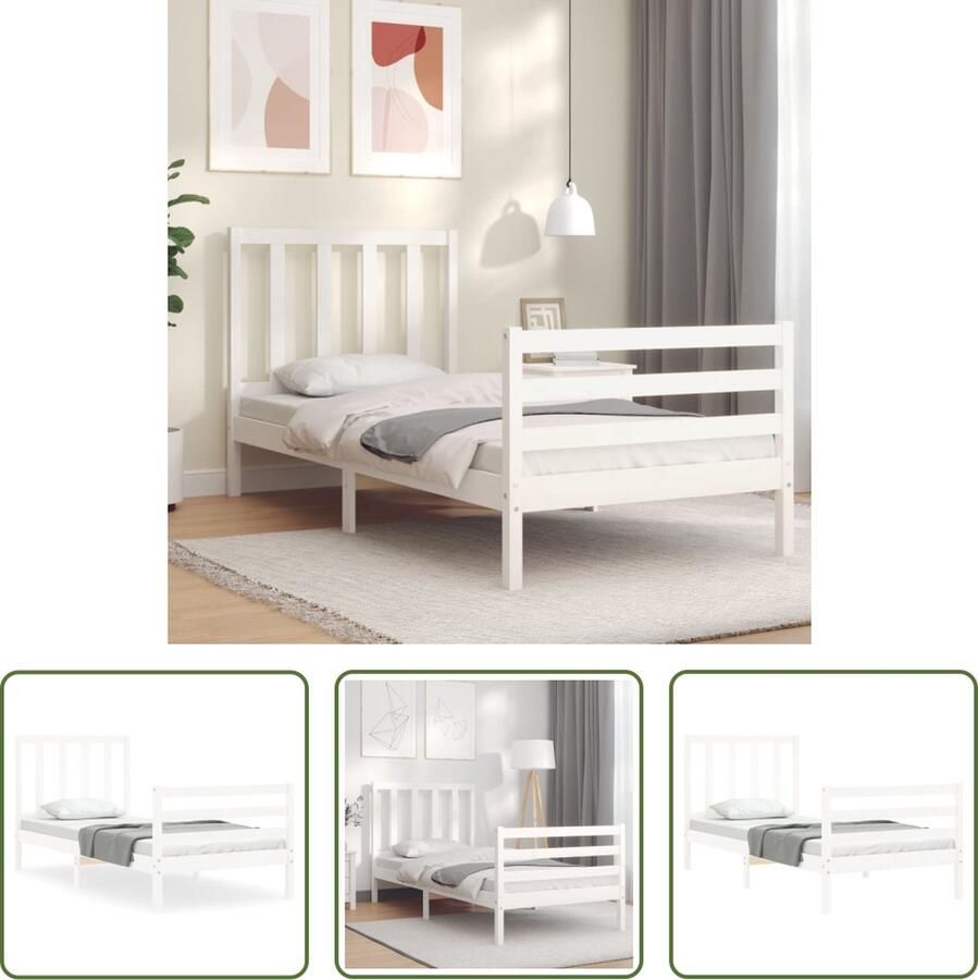 The Living Store Bedframe zonder matras massief grenenhout wit 140x200 cm Massief Hout Bed Frame Wit Bed Frame Grenenhout Bed Frame Tweepersoons Bed Boxspring Bed