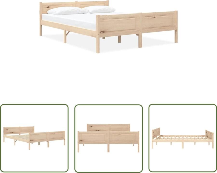 The Living Store Houten Bedframe Modern en Cool Bed Afmeting- 206 x 146 x 63 cm Ken- Massief Grenenhout Houten Bed Frame Modern Bed Design Bed Tweepersoons Bed Massief Hout Bed - Foto 2
