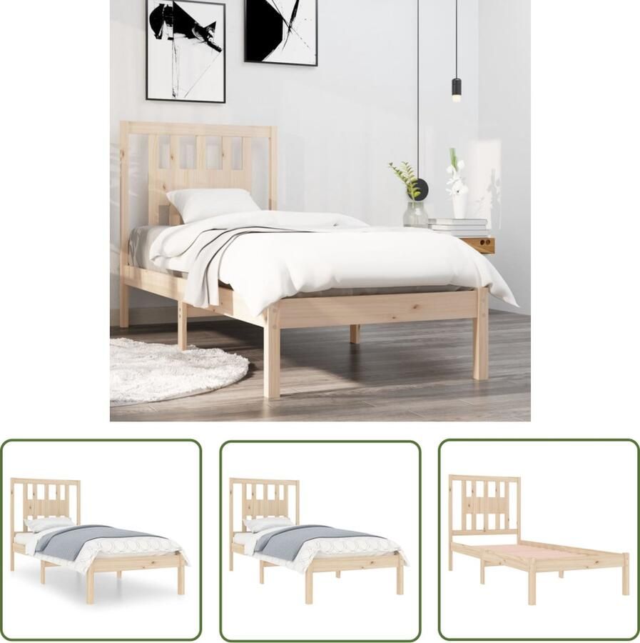 The Living Store Bedframe Massief grenenhout 195.5 x 81 x 100 cm Geschikt voor 75 x 190 cm matras