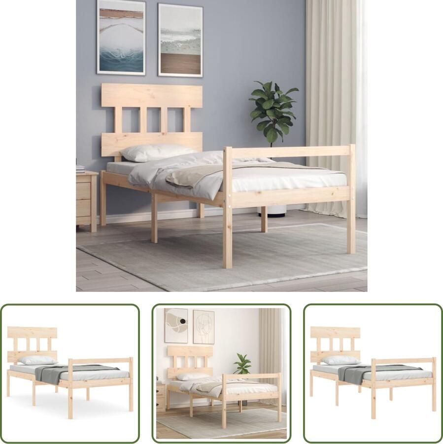 The Living Store bedframe Massief grenenhout 195.5 x 95.5 x 81 cm multiplex lattenbodem