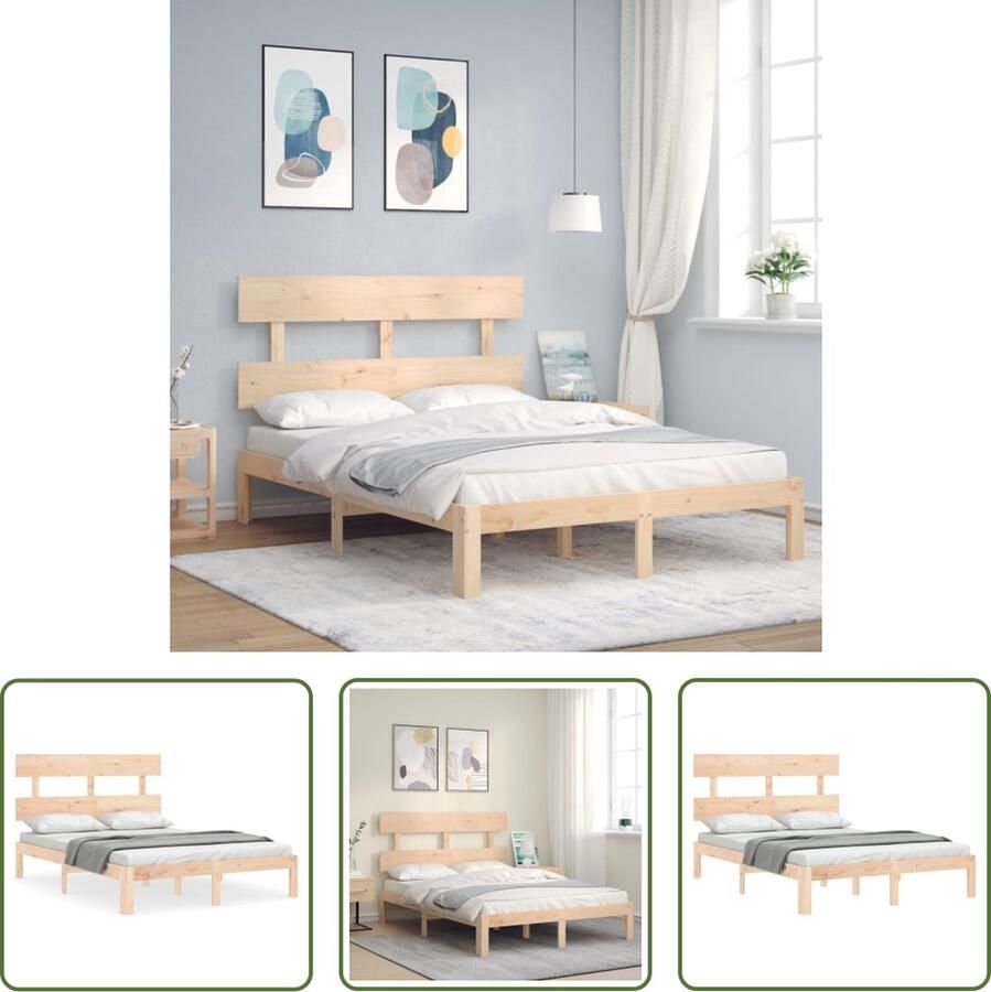 The Living Store Bedframe Massief grenenhout 203.5 x 123.5 x 81 cm Multiplex lattenbodem Massief Grenenhout Bed Frame Houten Bed Kopen Tweepersoons Bed Boxspring Bed