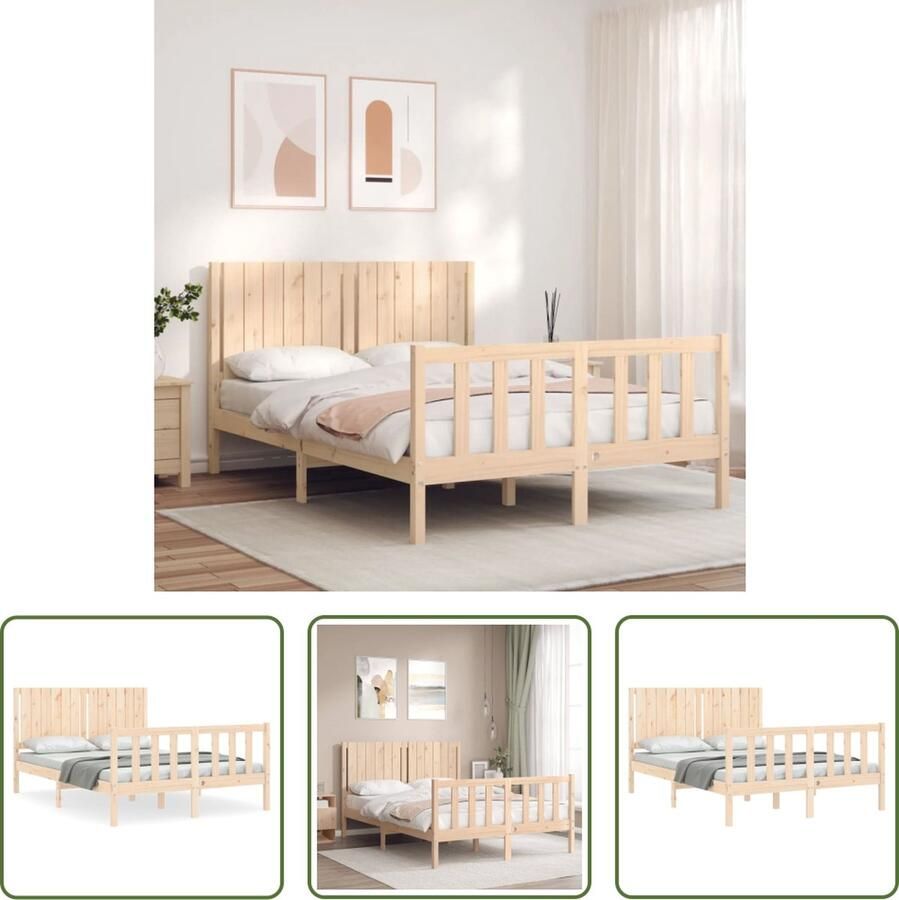 The Living Store Bedframe Massief Grenenhout 205.5 x 145.5 x 100 cm Multiplex Lattenbodem