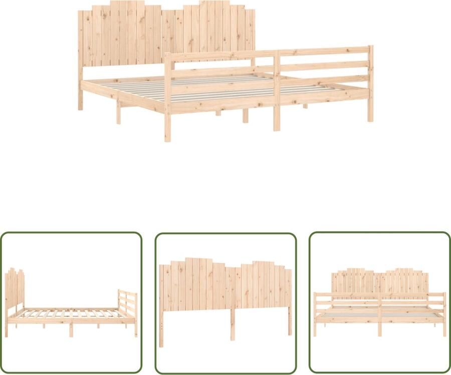 The Living Store Bedframe Massief grenenhout 205.5 x 205.5 x 110 cm Functioneel hoofd- en voeteneinde