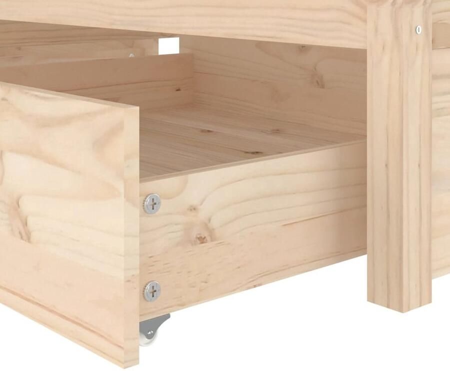 The Living Store Bedframe Massief Grenenhout 205.5 x 95.5 x 31 cm Opbergfunctie Houten Bed Frame Bed Frame Met Lades Grenenhout Bedframe Tweepersoons Bedframe Bed Frame 90x200 - Foto 3