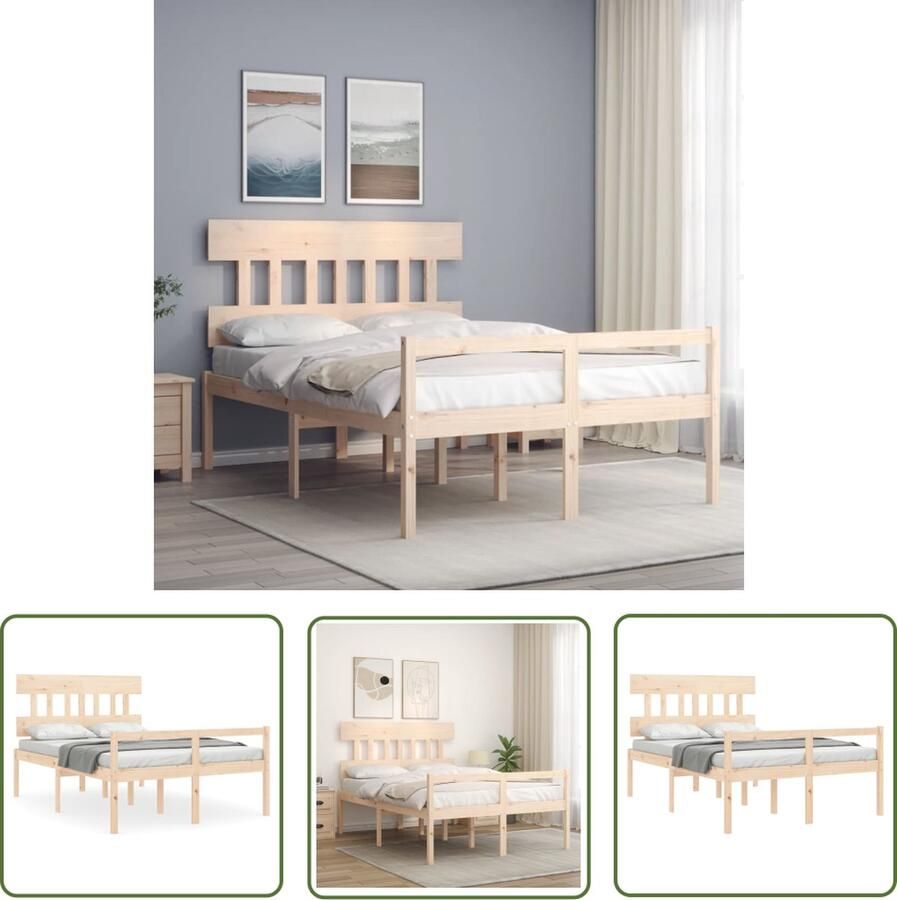 The Living Store Bedframe Massief Grenenhout s Bedframes 195.5 x 125.5 x 81 cm Onbehandeld