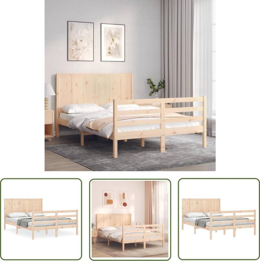 The Living Store Bedframe Massief grenenhouten 195.5 x 145.5 x 100 cm Multiplex lattenbodem