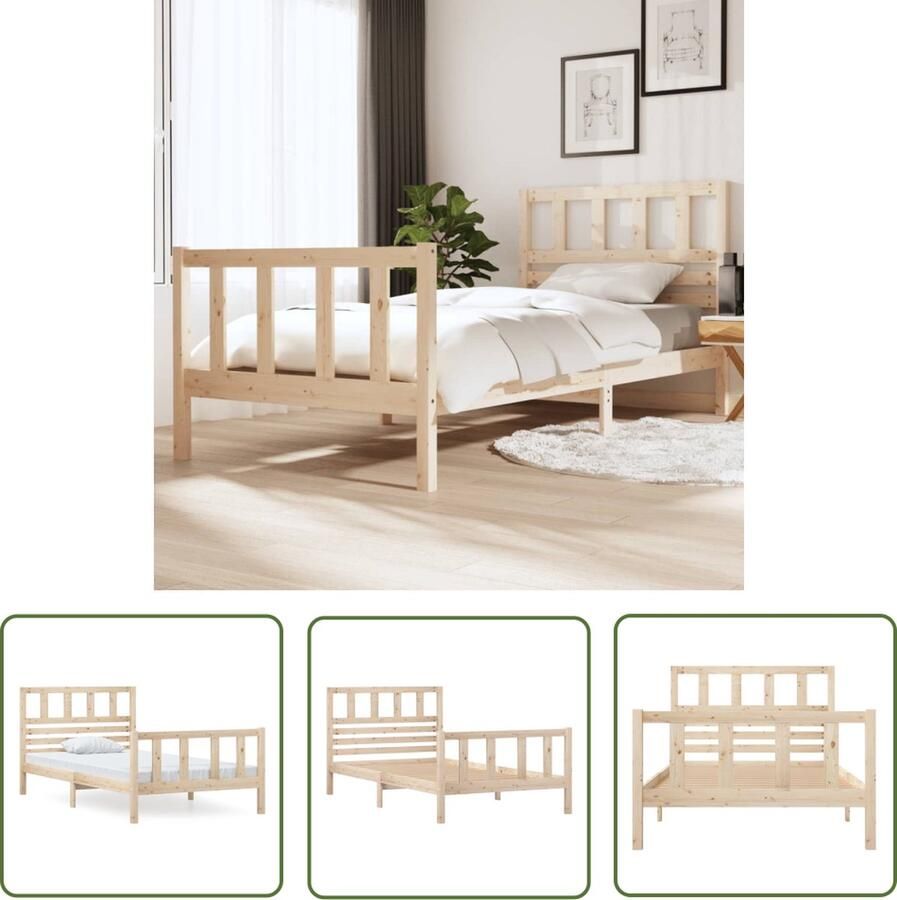 The Living Store Bedframe Grenenhouten 205.5 x 106 x 100 cm Onbehandeld Bedframe Grenenhouten Bed Houten Bed Tweepersoonsbed Bedkast