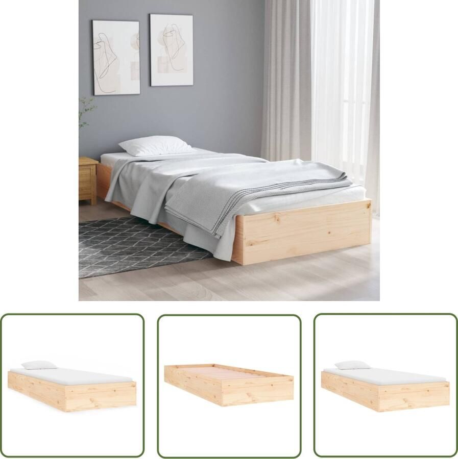 The Living Store Bedframe massief hout 75x190 cm 2FT6 Small Single Bedframe Bedframes Bed Bedbodem Ledikant Bed Frame Massief Houten Bedframe Slaapmeubel Eenpersoonsbed Bedden Bedbodems - Foto 3