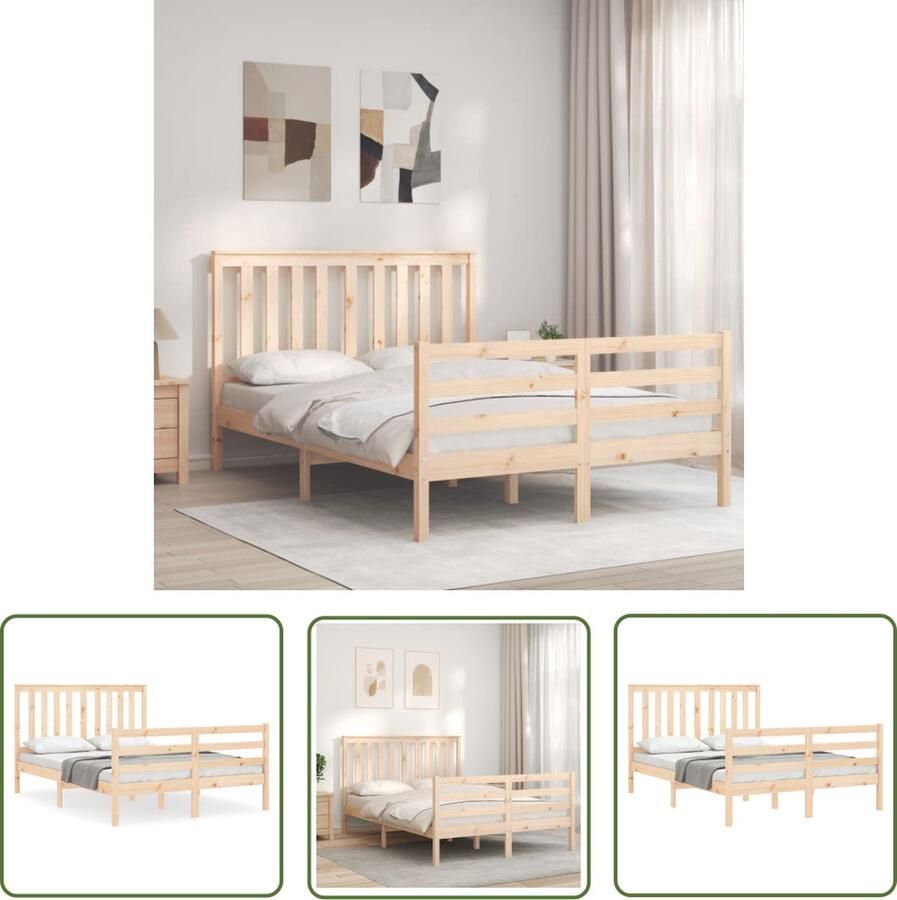 The Living Store Bed Massief Grenenhouten 195.5 x 140.5 x 101 cm Multiplex Lattenbodem Massief Hout Bed Grenenhouten Bed Slaapcomfort Houten Bed Frame Tweepersoonsbed