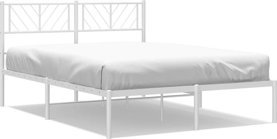 The Living Store Bedframe Metalen Logeerbed Robuuste Staalconstructie Extra opbergruimte Comfortabele ondersteuning Wit 207x166x90 cm