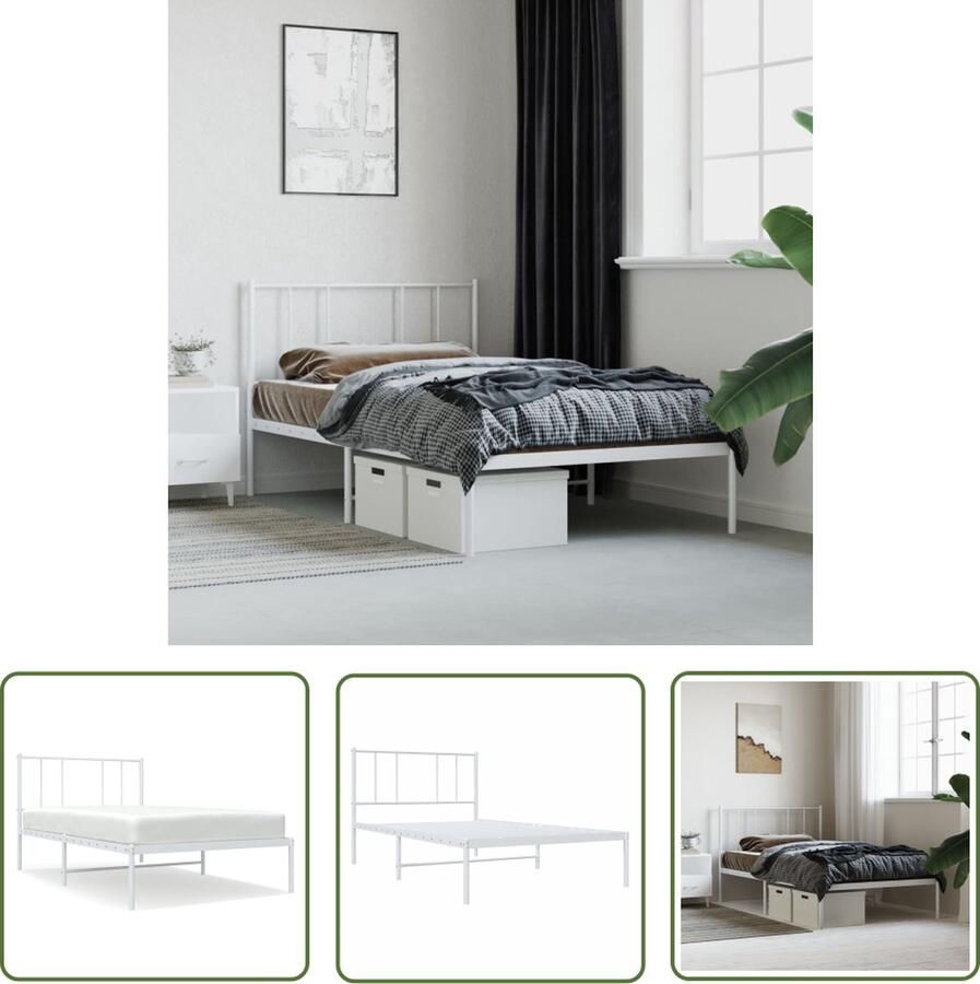 The Living Store Klassieke Bedframe Metalen Constructie Metalen Latten Extra Opbergruimte Comfortabele Ondersteuning Wit 207 x 95 x 90 cm Geschikt voor 90 x 200 cm Matras Montage vereist