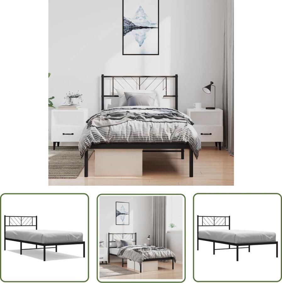 The Living Store Metalen Bedframe Klassieke Bedden 196 x 105 x 90 cm Zwart Metalen Bedframe Klassiek Bed Zwart Bed 196x105 Cm Boxspring Bed