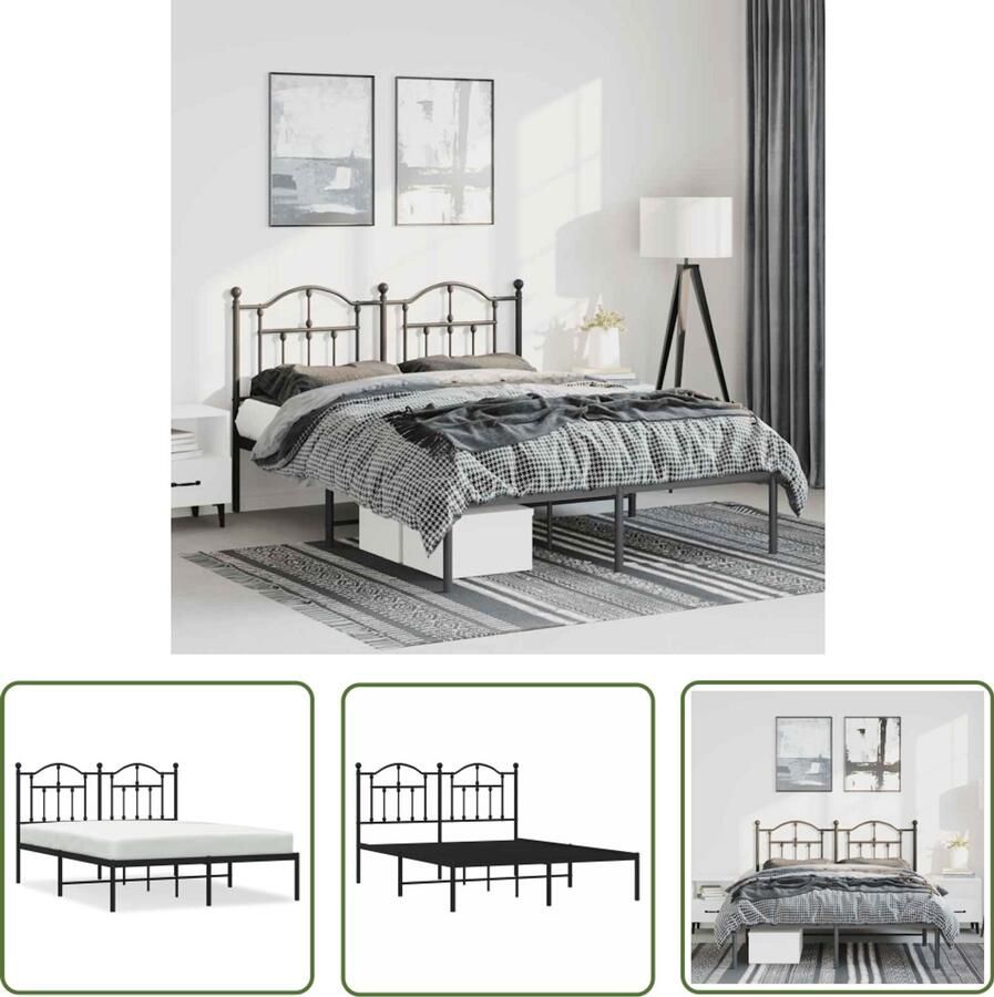 The Living Store Klassiek Bedframe Metalen Constructie Metalen Latten Extra Opbergruimte Comfortabele Ondersteuning Klassieke Bed Frame Metalen Bedframe Staal Bedframe Boxspring Bed Tweepersoons Bed - Foto 2