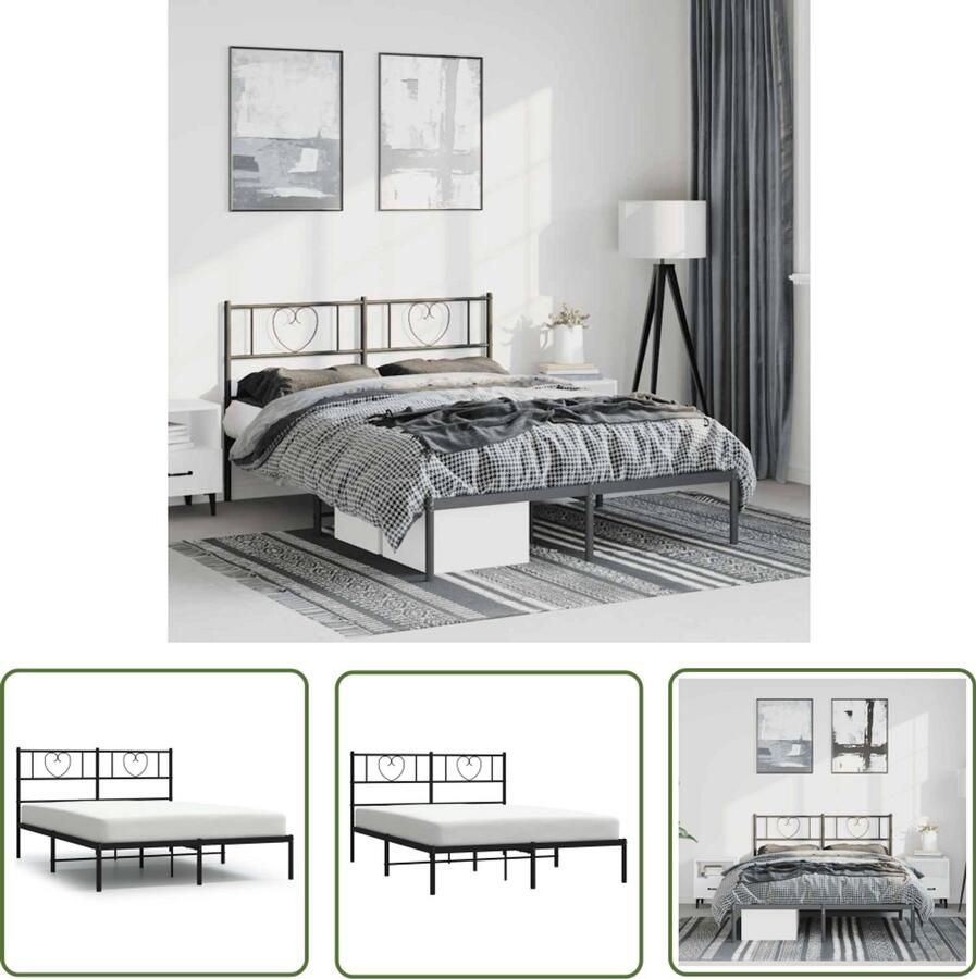 The Living Store Bedframe Klassiek Zwart 207x156x90 cm Robuuste Metalen Constructie Robuust Bed Frame Klassiek Bed Zwart Bed Metalen Bedframe Boxspring Bed