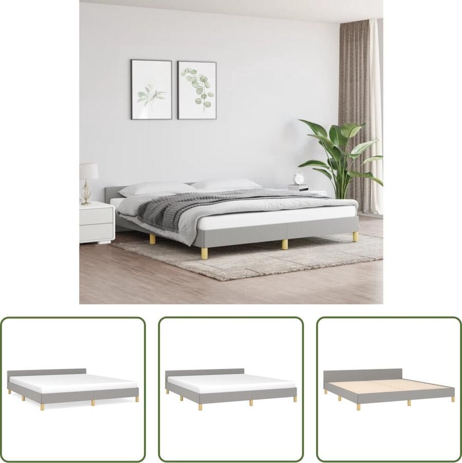 The Living Store Bedframe met hoofdeinde stof lichtgrijs 160x200 cm Bedframe Met Hoofdeinde Bedframes Met Hoofdeindes Bed Slaapmeubel Ledikant Bedbodem Tweepersoonsbed Bedden Slaapmeubels Slaapmeubelen Slaapmeubilair