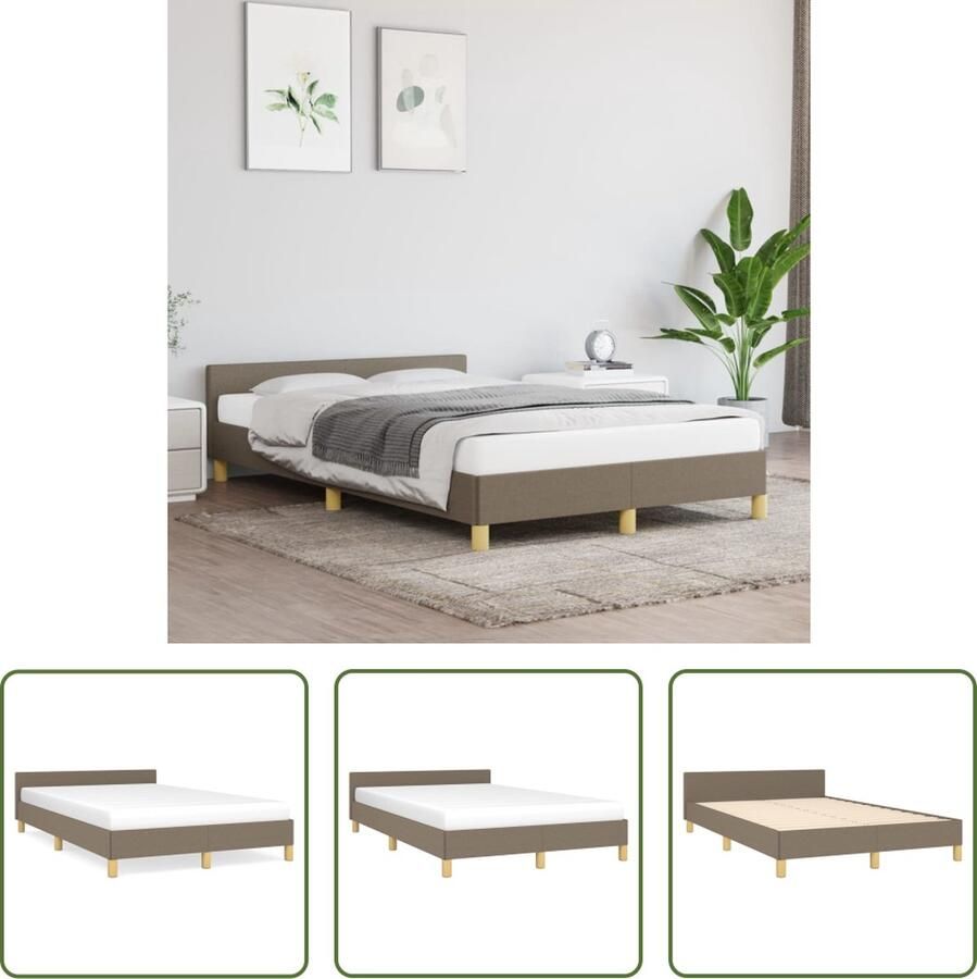 The Living Store Bedframe met hoofdeinde stof taupe 120x200 cm Bedframe Met Hoofdeinde Bedframes Met Hoofdeindes Bed Slaapmeubel Ledikant Bedbodem Tweepersoonsbed Bedden Slaapmeubels Slaapmeubelen Slaapmeubilair