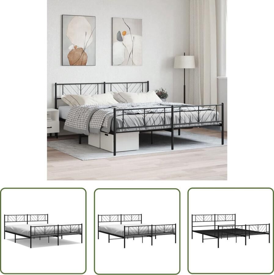 The Living Store Metalen Bedframe Klassieke Slaapkamer 207 x 187 x 90 cm Robuust en Elegant Metalen Bedframe Klassiek Bed Met Boxspring Staal Bed Dubbele Bed