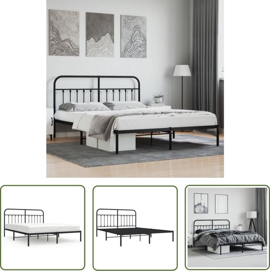 The Living Store Bedframe Metaal 207x187x100 cm Robuust en comfortabel