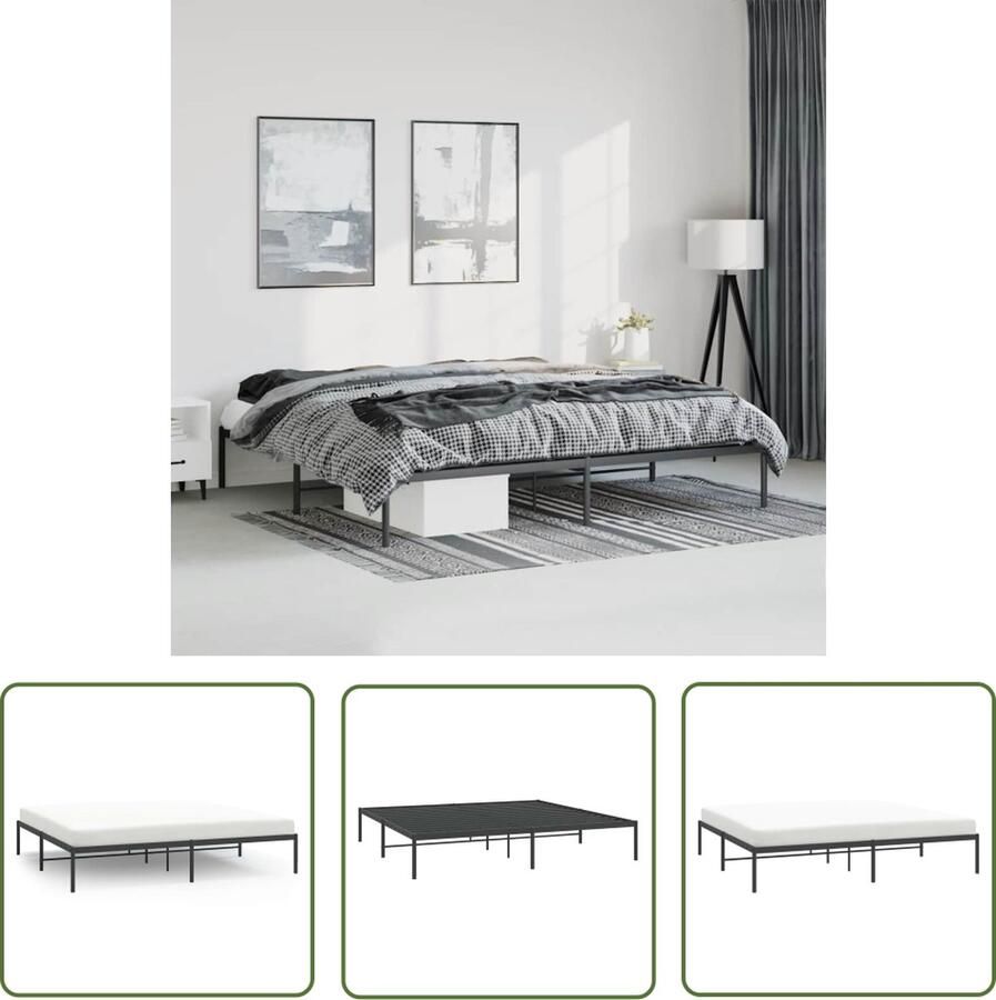 The Living Store Bedframe 207 x 198 x 31 cm Robuust metalen constructie Robuust Bedframe Metalen Bedframe Slaapcomfort Boxspring Koninginnenbed - Foto 2