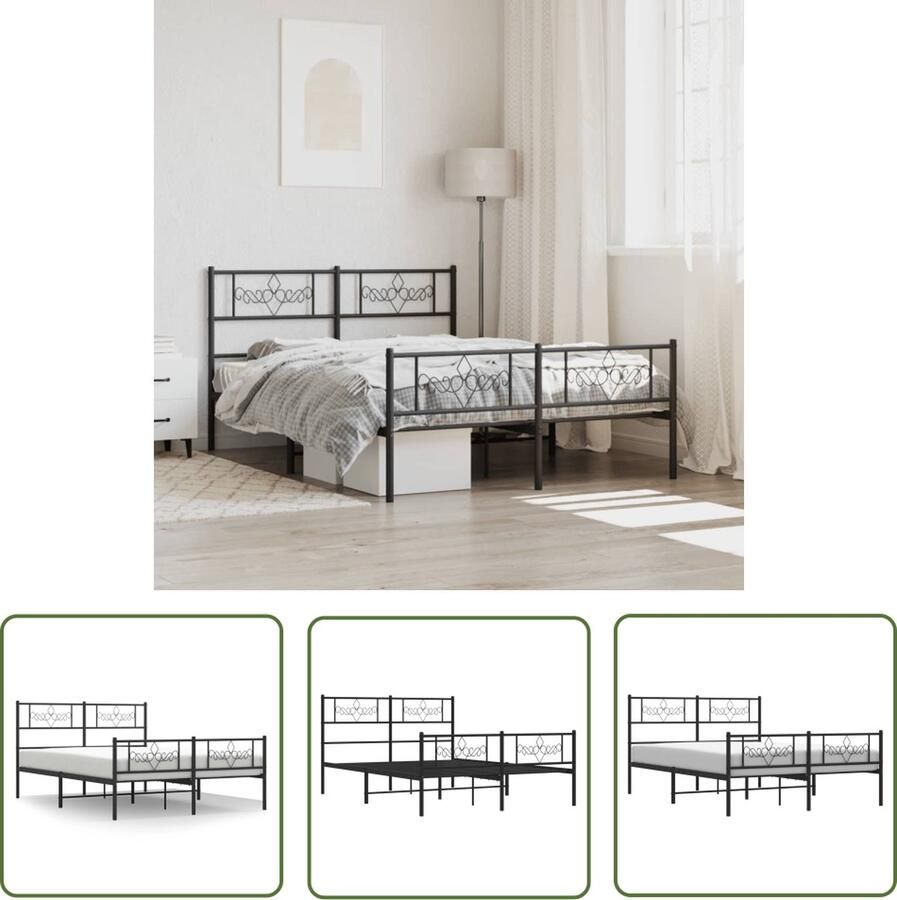 The Living Store Bedframe Metaal Zwart 207 x 156 x 90 cm Robuuste constructie Robuust Bedframe Metalen Bedframe Zwarte Bedpost Boxspring Bed Tweepersoons Bed - Foto 2