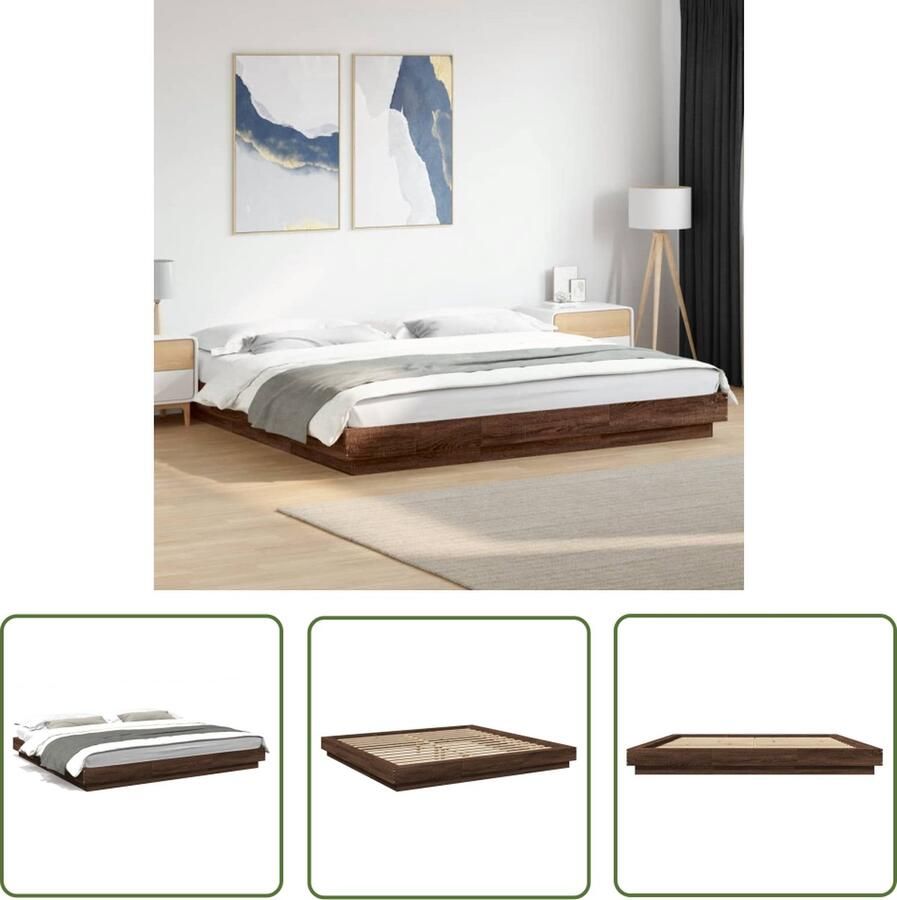The Living Store Bedframe Modern Bruineiken 212 x 220 x 23 cm Duurzaam Hout Bruine Eiken Bed Frame Houten Bed Frame Tweepersoons Bed Frame Modern Bed Frame Bed Frame Kopen