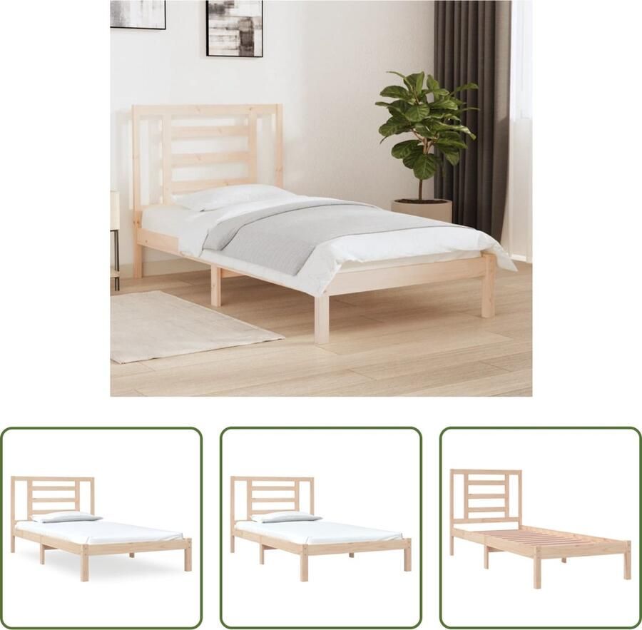 The Living Store Bedframe massief grenenhout 100x200 cm Bedframe Bedframes Bed Bedbodem Ledikant Bed Frame Massief Houten Bedframe Slaapmeubel Eenpersoonsbed Bedden Bedbodems