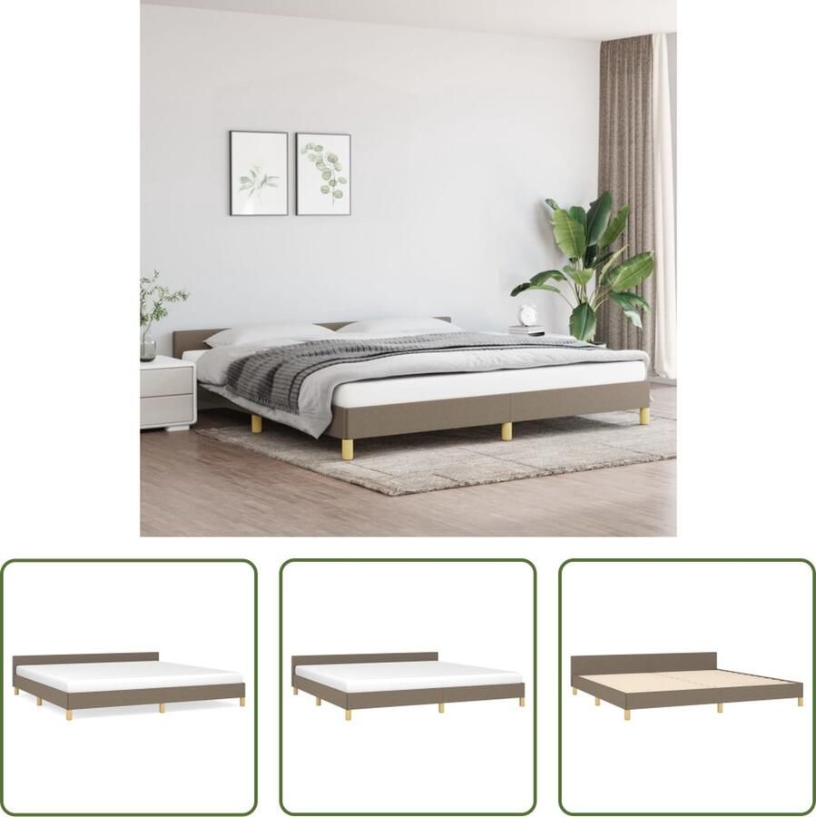 The Living Store Bedframe met hoofdeinde stof taupe 200x200 cm Bedframe Met Hoofdeinde Bedframes Met Hoofdeindes Bed Slaapmeubel Ledikant Bedbodem Tweepersoonsbed Bedden Slaapmeubels Slaapmeubelen Slaapmeubilair