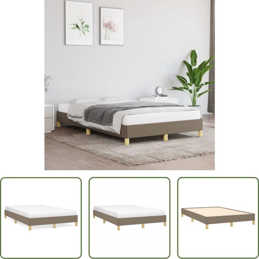 The Living Store Bedframe stof taupe 120x200 cm Bedframe Bed Slaapmeubel Ledikant Bedbodem Tweepersoonsbed Bedden Slaapmeubels Slaapmeubelen Ledikanten