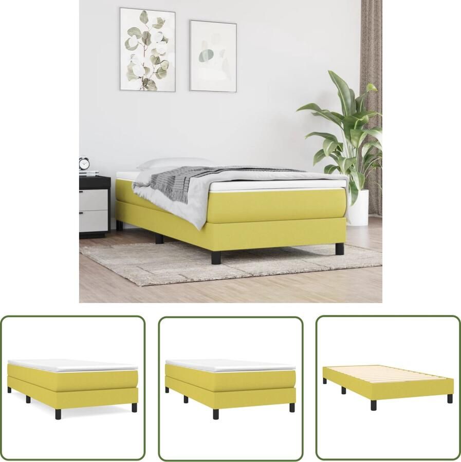 The Living Store Boxspringframe Groen 193 x 90 x 25 cm Stof Multiplex Geschikt voor 90 x 190 cm matras Boxspringframe Bedframe Slaapcomfort Tweepersoonsslaapkamer Éénpersoonsbed