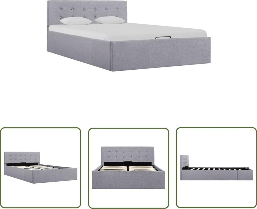 The Living Store Bedframe met hydraulische opslag stof lichtgrijs 120x200 cm Hydraulisch Bedframe Stof Bedframe Boxspring Bed Opbergbed Tweepersoonsbed - Foto 2