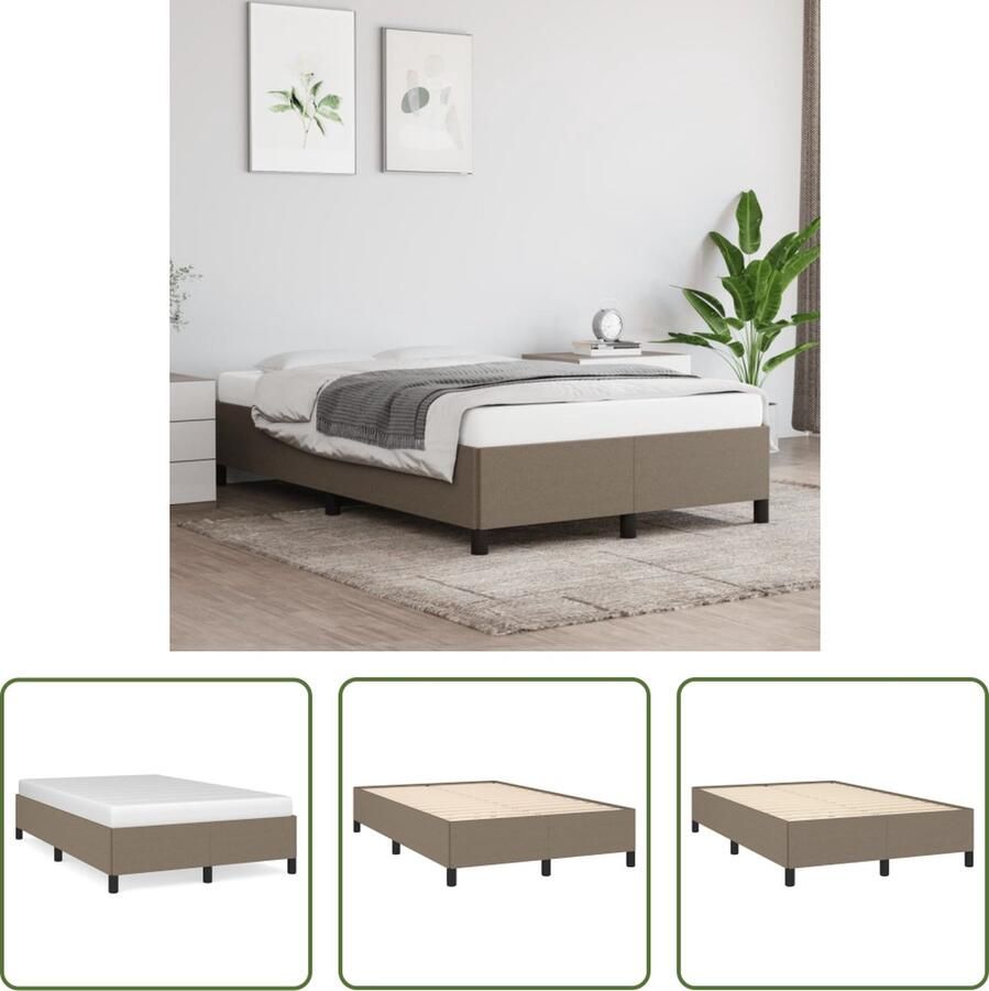 The Living Store Bedframe Taupe 203 x 123 x 35 cm Ademend en Duurzaam Multiplex Lattenbodem Voor matras 120 x 200 cm Inclusief Montagehandleiding Bed Frame Tweepersoons Bed Boxspring Houten Bed Kopen