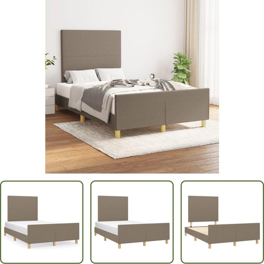 The Living Store Bedframe Taupe 203 x 126 x 118 128 cm Verstelbaar hoofdeind Met multiplex lattenbodem Duurzaam materiaal Bed Frame Slaapcomfort Hoofdeinde Tweepersoonsbed Taupecouleur