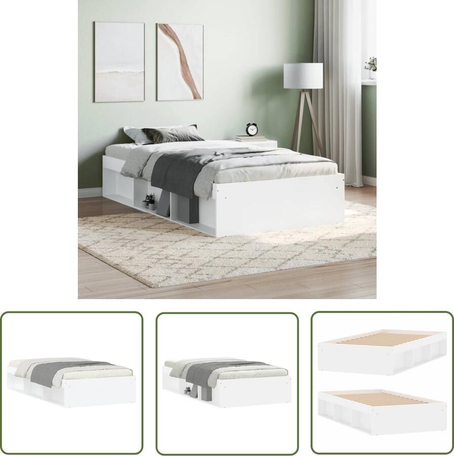 The Living Store Bedframe Modern Hout 193 x 93 x 35 cm Wit Modern Bed Frame Houten Bedframe Witte Bedframe Slaapkamersdecoratie Eenpersoonsbed - Foto 2
