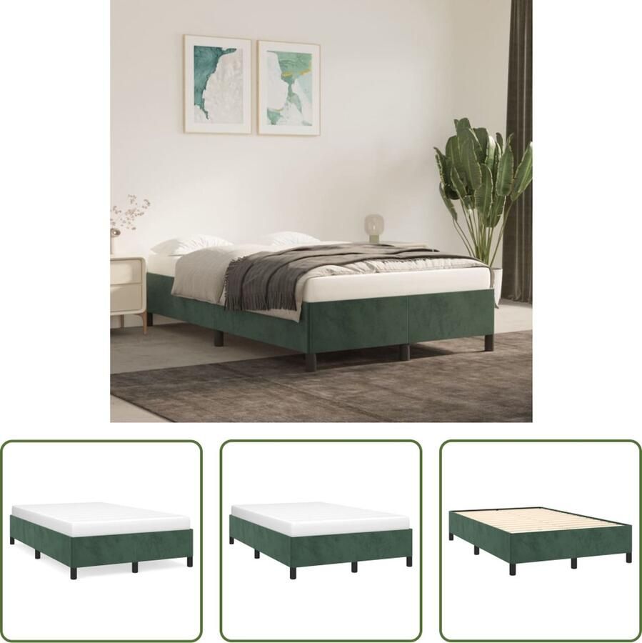 The Living Store Bedframe Zacht fluweel Donkergroen 203 x 123 x 35 cm Multiplex lattenbodem Fluweel Bed Frame Donkere Kleuren Bed Tweepersoons Bed Boxspring Alternatief Houten Bed Frame