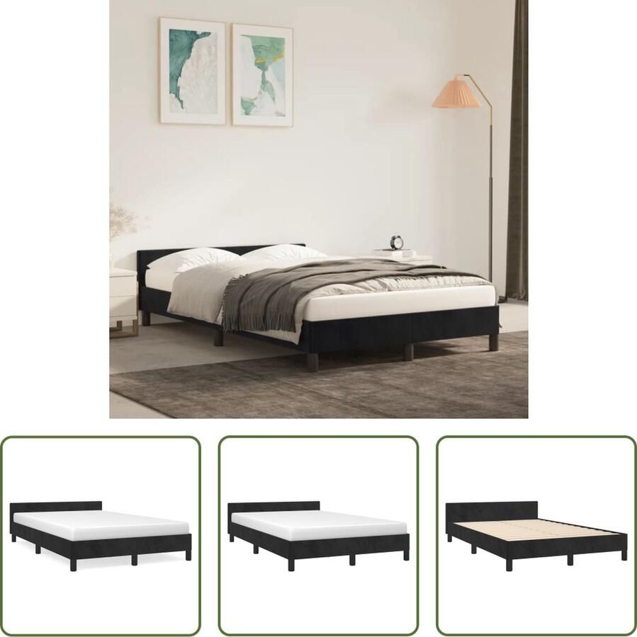 The Living Store Bedframe zonder matras 120x200 cm fluweel zwart Fluweel Bedframe Zwart Bedframe Tweepersoons Bedframe Boxspring Bedframe King Size Bedframe