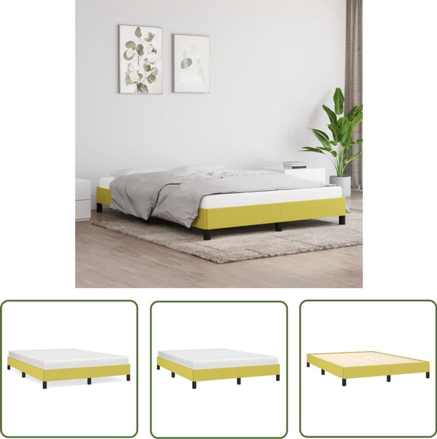 The Living Store Bedframe zonder matras 140x200 cm stof groen Bed Frame Tweepersoons Bed Houten Bed Groene Bed Stoffen Bed