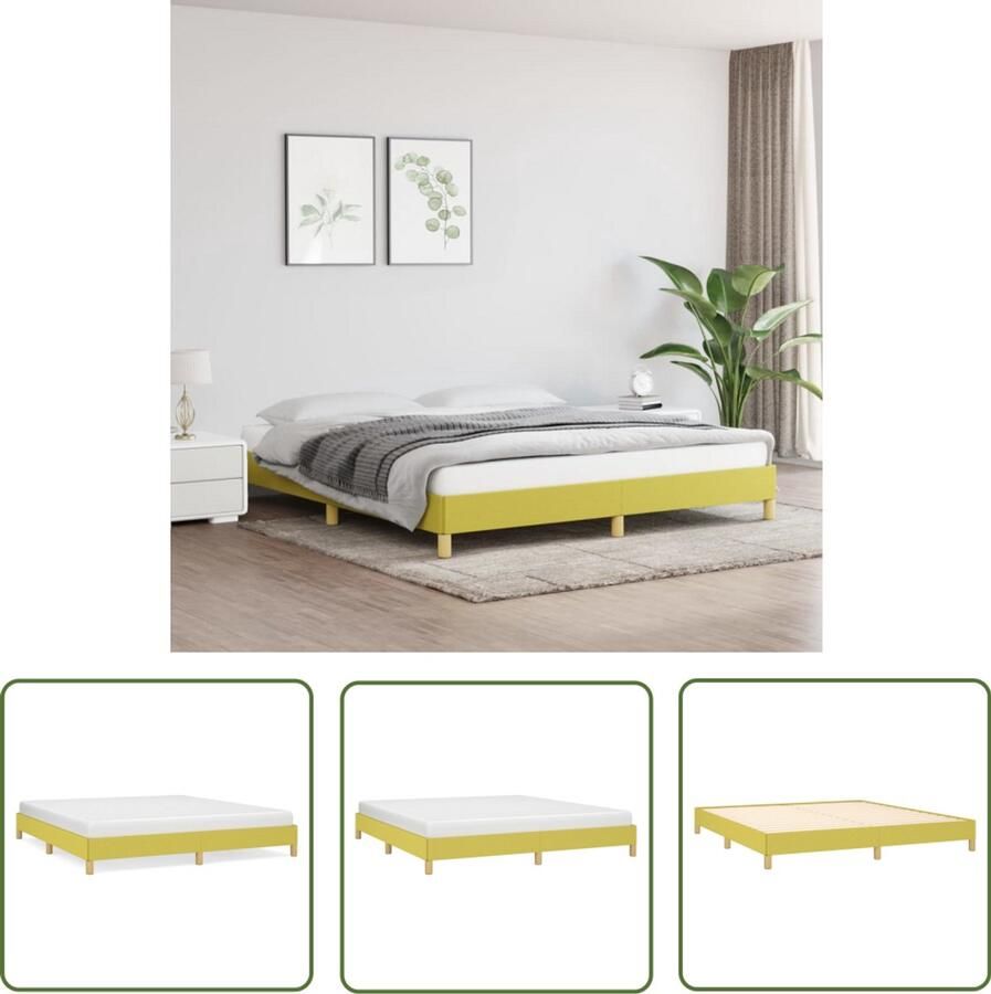 The Living Store Bedframe zonder matras 180x200 cm stof groen Slaapkamers Bed Frame Groene Bed Eengezinsbed Multiplex Lattenbodem
