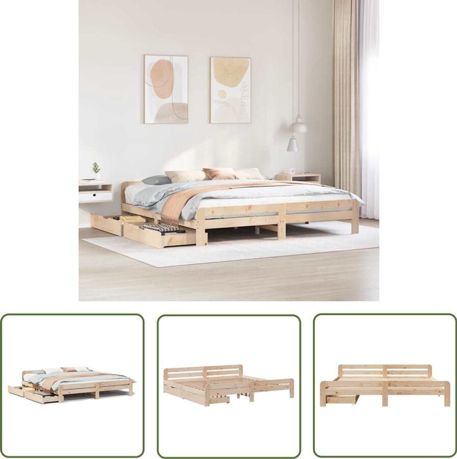 The Living Store Bedframe zonder matras massief grenenhout 180x200 cm Massief Houten Bed Houten Bedframe Tweepersoons Bed Boxspring Bed Stapelbare Bedbodems