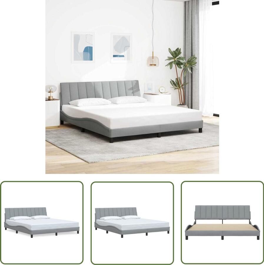 The Living Store Bedframe zonder matras stof lichtgrijs 180x200 cm Slaapcomfort Boxspring Bed Tweepersoon Bed Design Bed Modern Bed