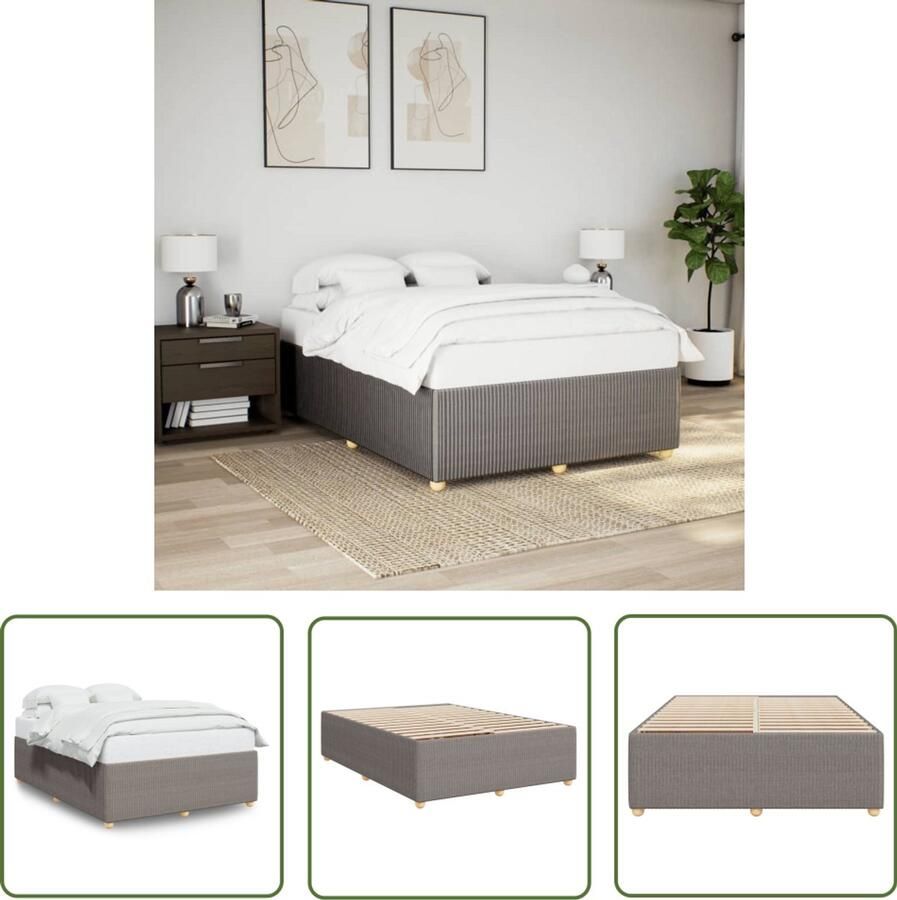 The Living Store Bedframe zonder matras stof taupe 140x190 cm Slaapcomfort Bed Frame Tweepersoonsbed Houten Bed Design Bed