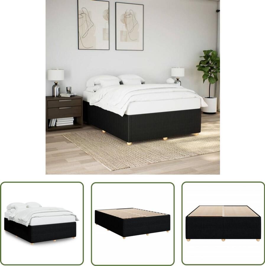 The Living Store Bedframe zonder matras stof zwart 160x200 cm Slaapcomfort Tweepersoonsbed Boxspring Frame Houten Bedframe Design Bed