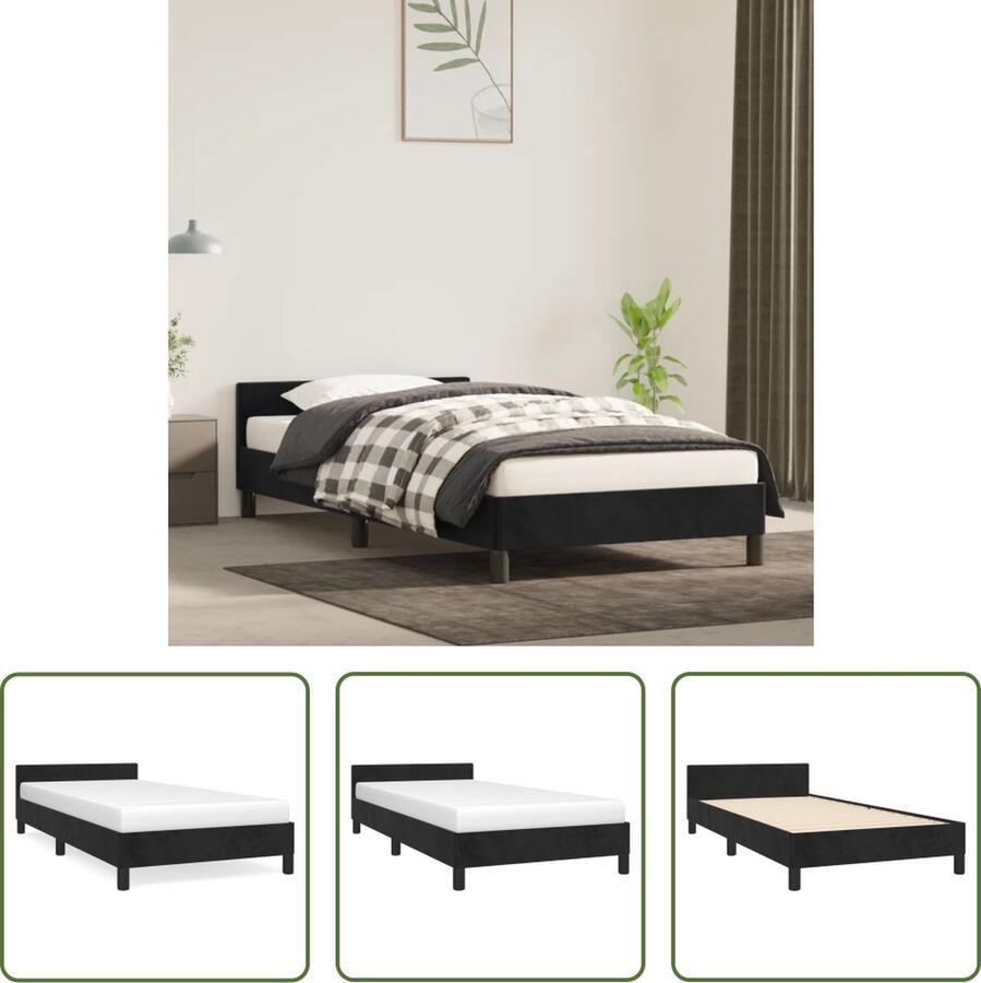 The Living Store Bedframe Zwart 203 x 103 x 50 cm Stof Multiplex lattenbodem Bed Frame Tweepersoons Bed Zwarte Bedframe Velvet Bedframe Luxe Bedframe