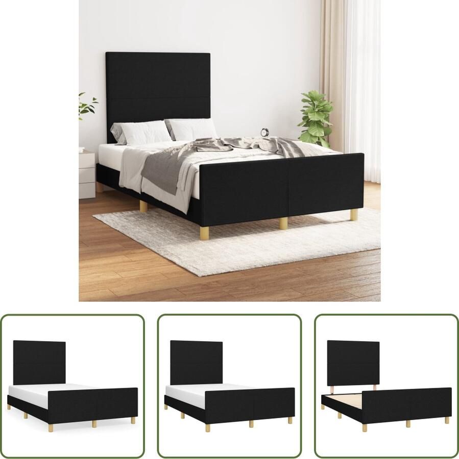 The Living Store bedframe zwart verstelbaar hoofdeinde multiplex lattenbodem 203 x 126 x 118 128 cm Bed Frame Boxspring Hoofdeinde Tweepersoonsbed Slaapcomfort