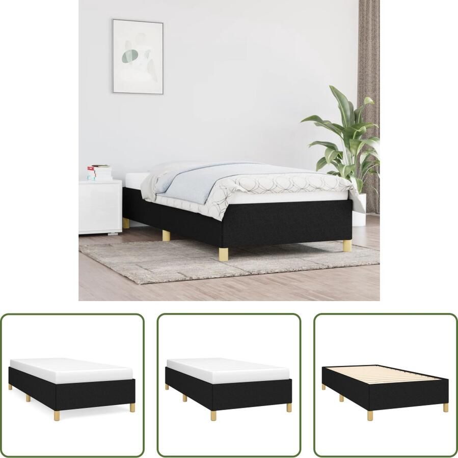 The Living Store Bedframe Zwarte Stof Multiplex Lattenbodem 203x103x35 cm 100x200 cm Geschikte Duurzaam Met Opbergmogelijkheid Slaapkamer Meubels Tweepersoons Bed Zwarte Bed Frame Stoffen Bed Frame Bed Frame Met Opbergruimte