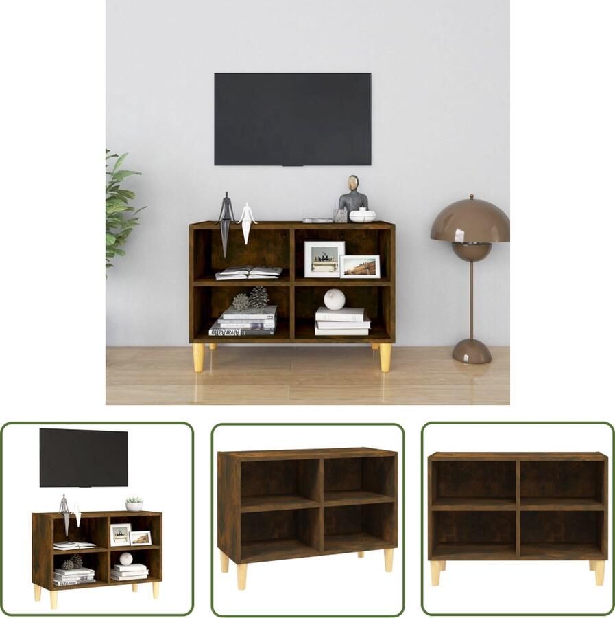 The Living Store Bedkastje Scandinavische Charme Houten Poten Gerookt Eiken 69.5 x 30 x 50 cm Stabiel en Stevig - Foto 2