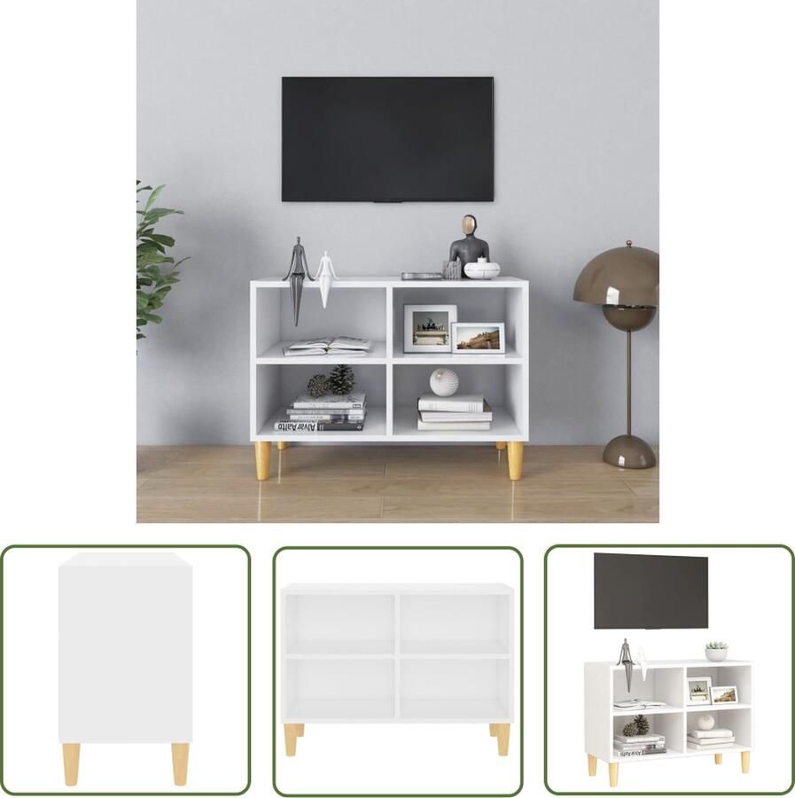 The Living Store Bedkastje Scandinavische charme Prachtig ontworpen Chique meubel TV Kast Salontafel Scandinavisch Design Houtsoort Wit - Foto 2