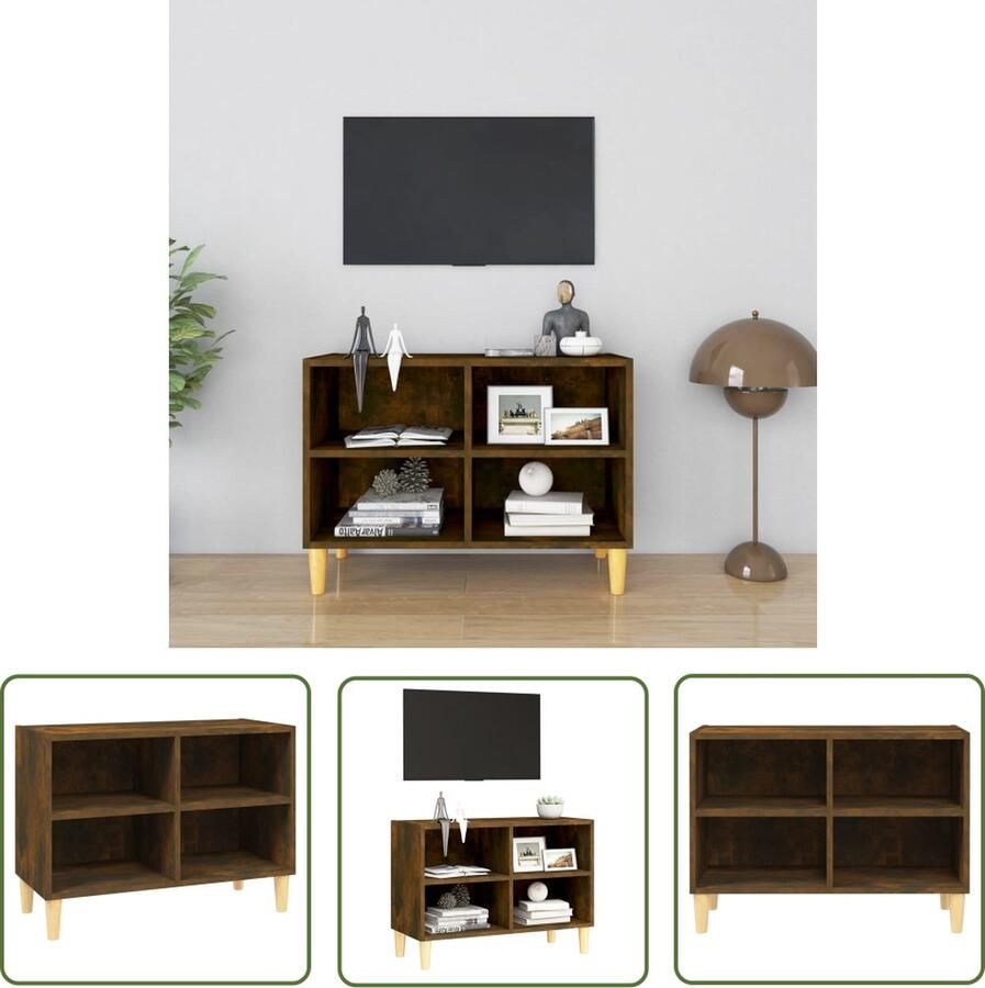 The Living Store Bedkastje Scandinavische Charme Houten Poten Gerookt Eiken 69.5 x 30 x 50 cm Stabiel en Stevig - Foto 3